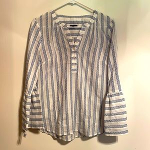 Flounce Sleeve Linen Blouse